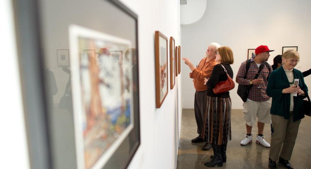 art lovers in gallery